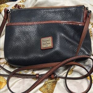 Dooney & Bourke Black and Brown Crossbody Bag with Pebbled Leather